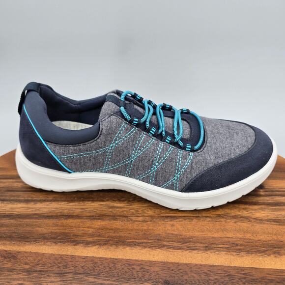 Clarks Cloudsteppers Shoes Womens 6 M Navy Adella Holly Comfort Slip On Sneakers - Picture 1 of 8